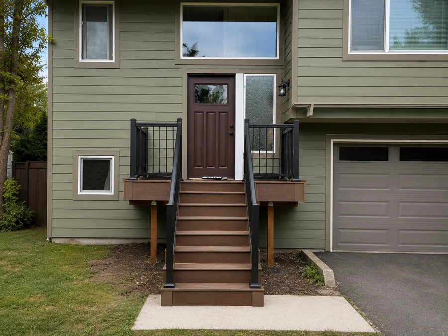 Entry door and deck on a Cabrera Construction project